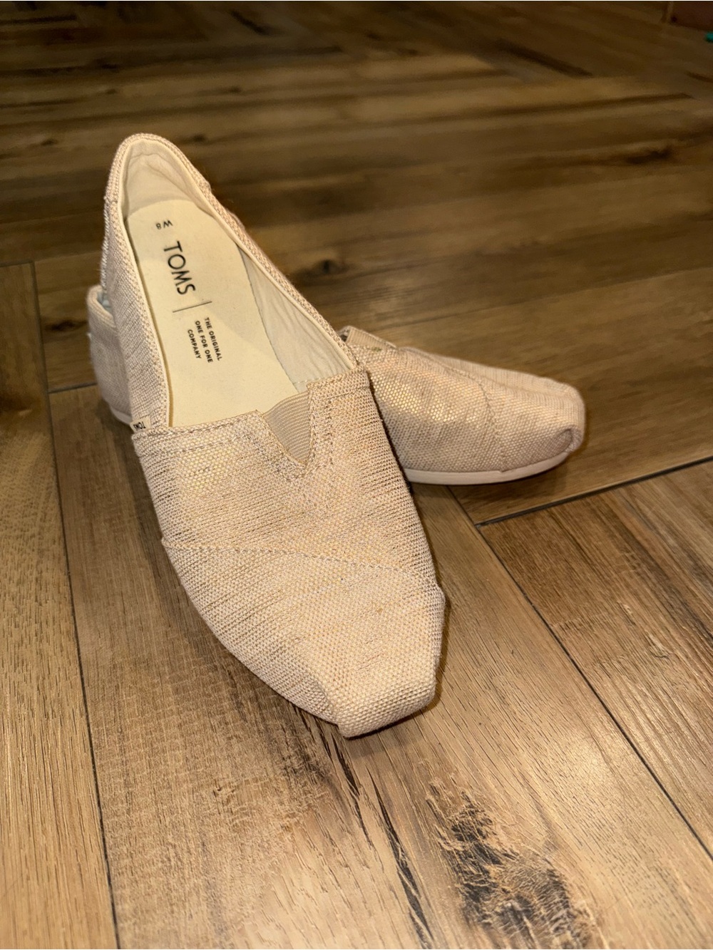 Toms Women's Slip-On Espadrille Flats in Light Metallic Beige